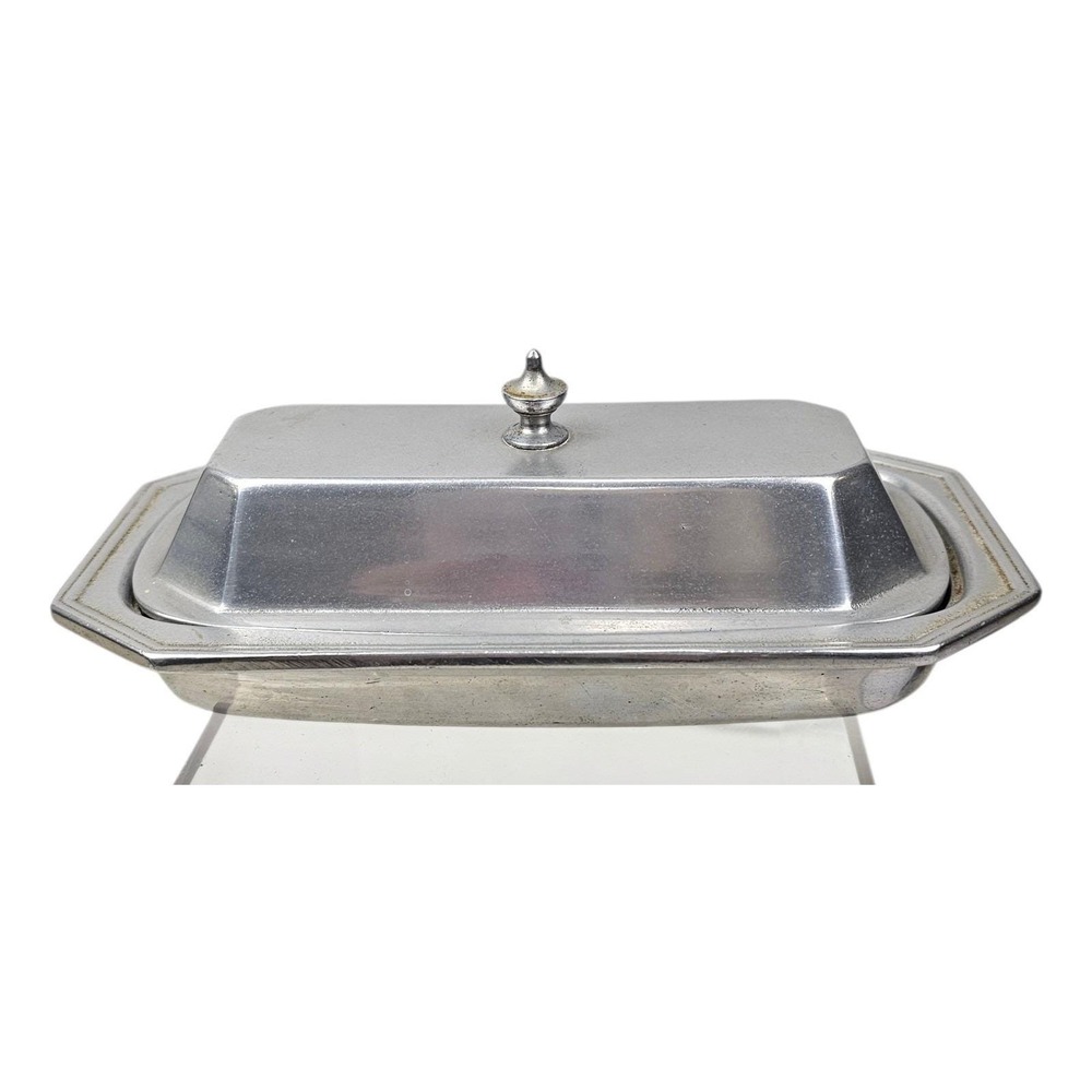 Wilton Armetale Pewter Butter Dish with Lid Octagon Base Made in USA
